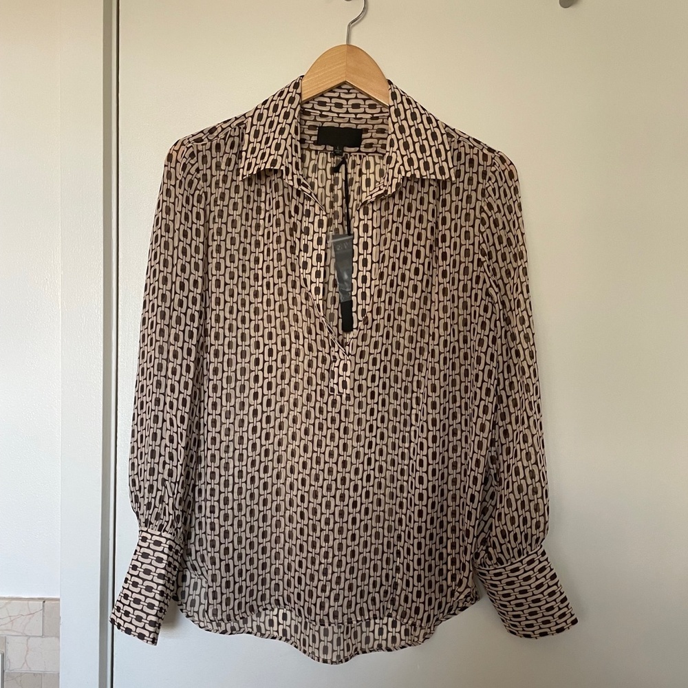NWT Nili Lotan Colleen Top - Color: Mini Chain Print - Size: Large